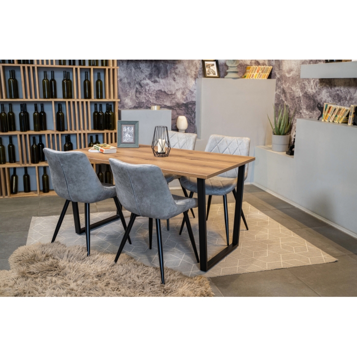 Стол Лота Лофт 140х80х75 25 мм дуб вотан / матовый черный