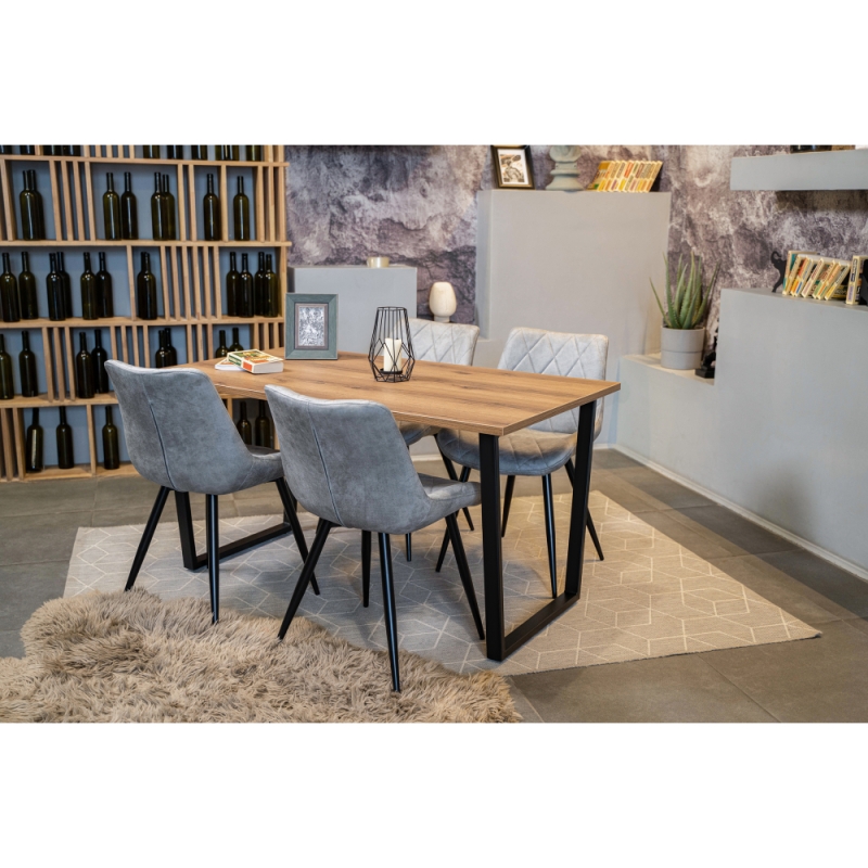 Стол Лота Лофт 140х80х75 25 мм дуб вотан / матовый черный