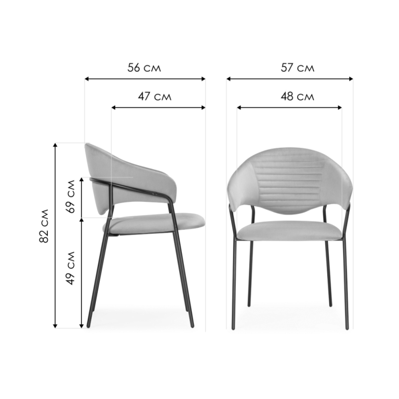 Стул на металлокаркасе Рансол серый / черный глянец