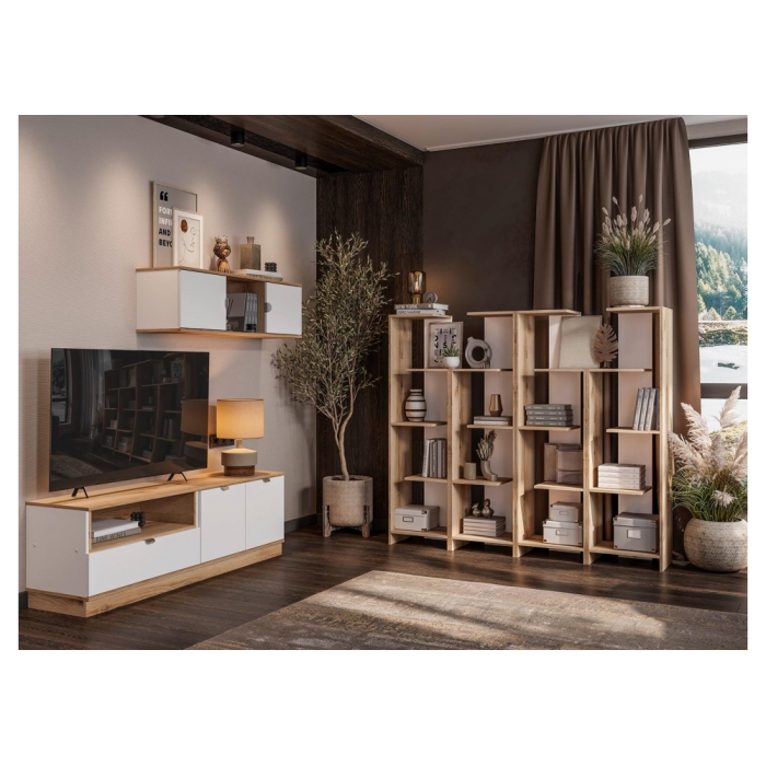 Стеллаж Джидда СО белый / дуб делано