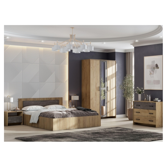 Комод Taika дуб золотой / камень темный