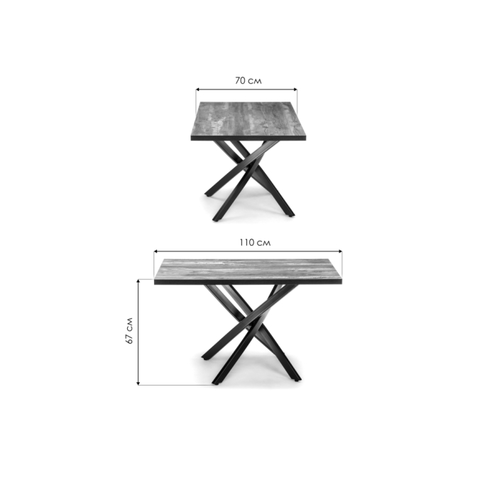 Стол Дэй 110х70х67 дуб юкон / черный