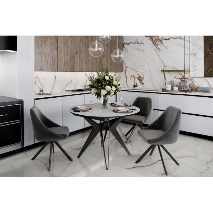 Стул на металлокаркасе Окленд крутящийся серый / черный