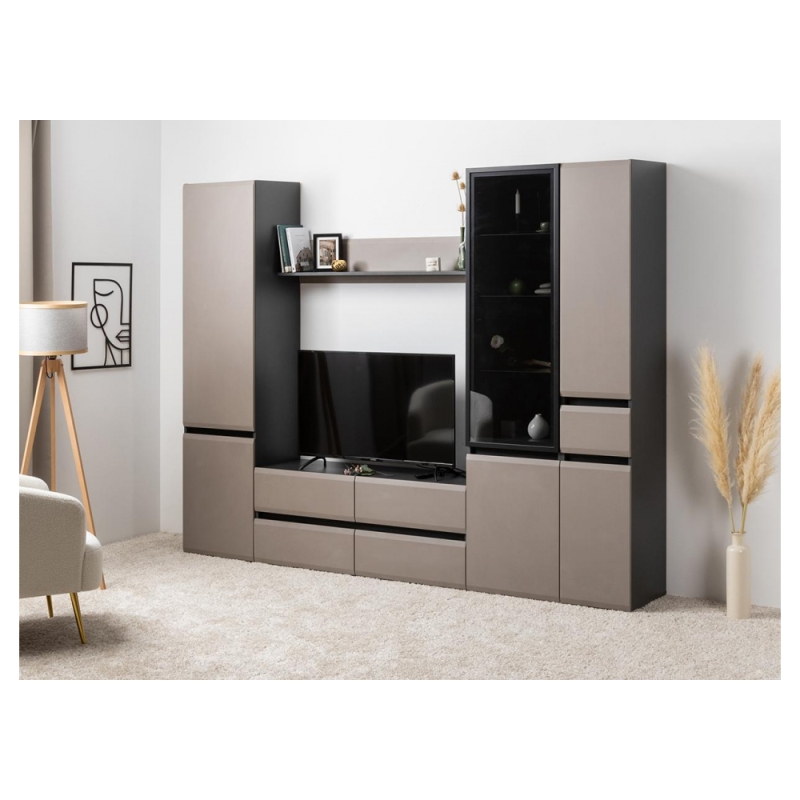 Шкаф Сейдиль антрацит / антрацит / веллюто капучино