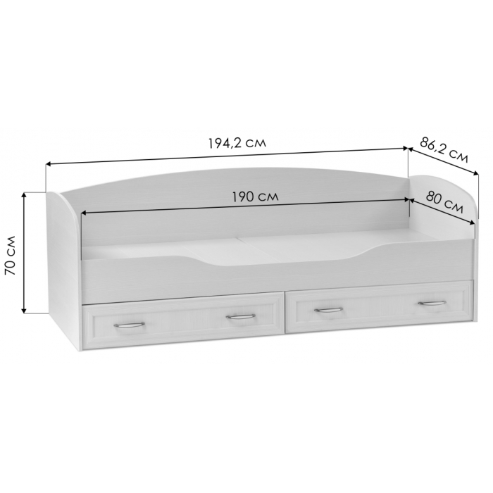Односпальная кровать Колибри 80 х 190 см бодега
