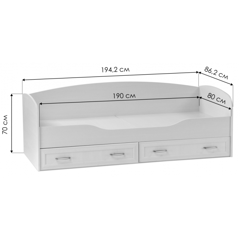 Односпальная кровать Колибри 80 х 190 см бодега