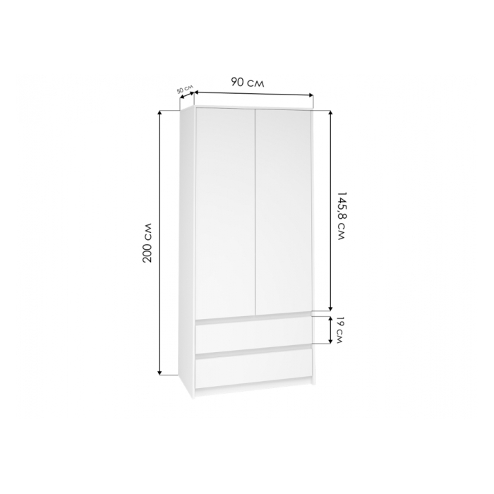 Шкаф Идена ШК06-900 ЛДСП белое / ЛДСП белое
