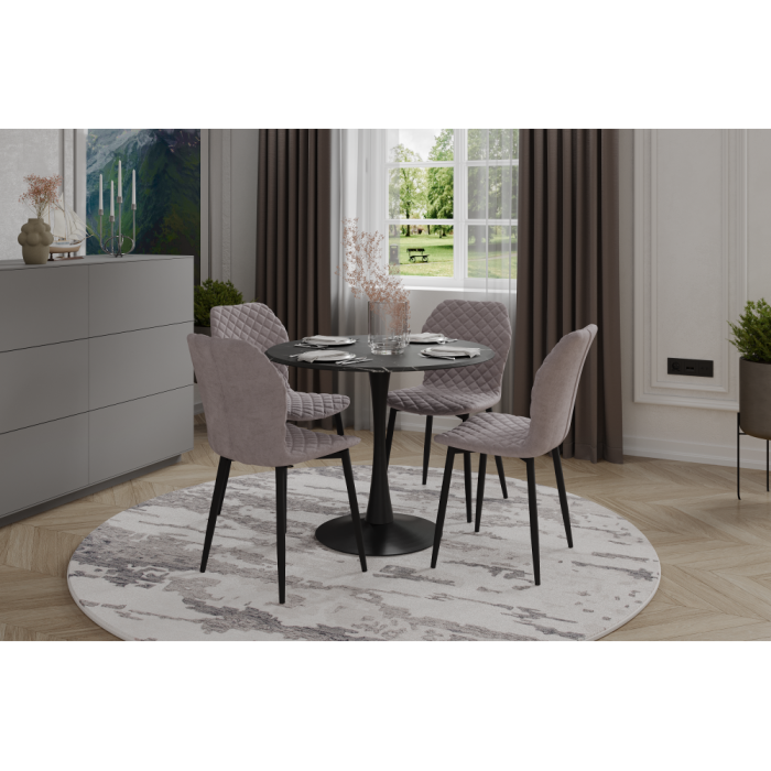 Стол Тулип 90х73 мрамор черный / черный