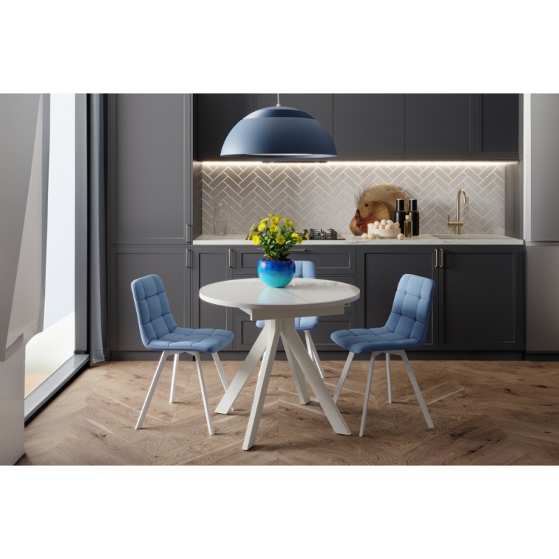 Стул на металлокаркасе Чилли белый / голубой