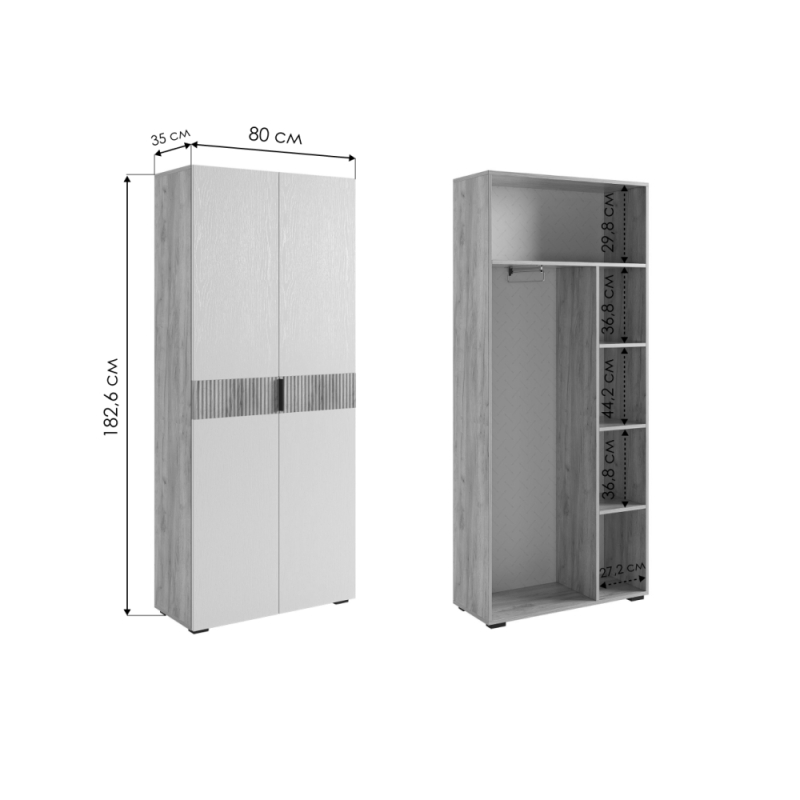 Шкаф Бери 80 дуб крафт золотой / графит