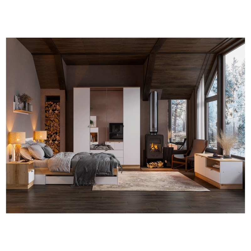 ТВ-тумба Джидда белый / дуб делано