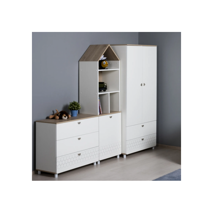 Комод Эльга белый шагрень / дуб белый exclusive