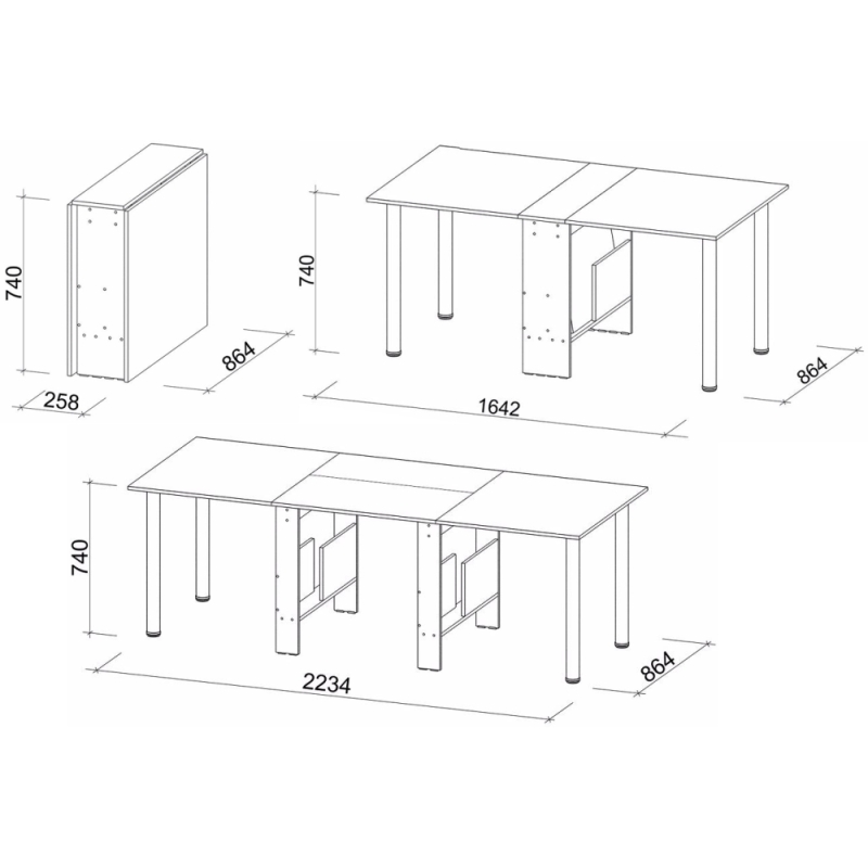 Стол-книжка СтК22 223,4х86,4х74 белый