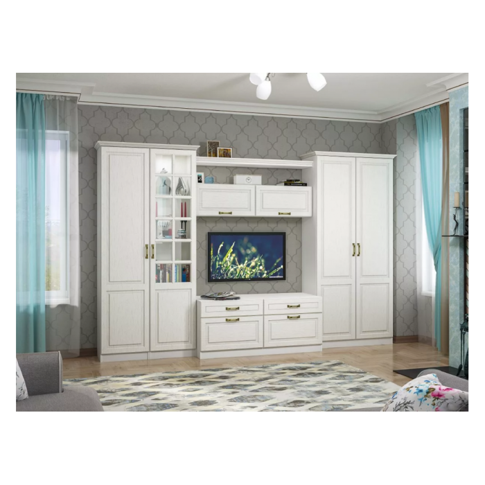 Шкаф-пенал Ливерпуль белый / ясень ваниль