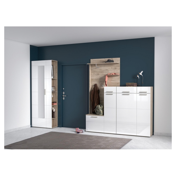 Стеллаж Лайн 10.141 дуб серый craft K 002 PW / белый глянец пвх