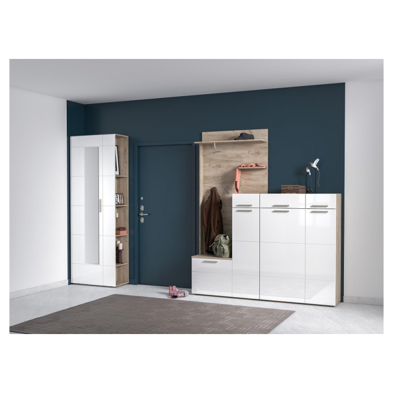 Стеллаж Лайн 10.141 дуб серый craft K 002 PW / белый глянец пвх