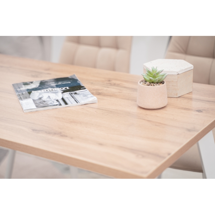 Стол Тринити Лофт 120х60х75 25 мм дуб делано светлый / матовый белый