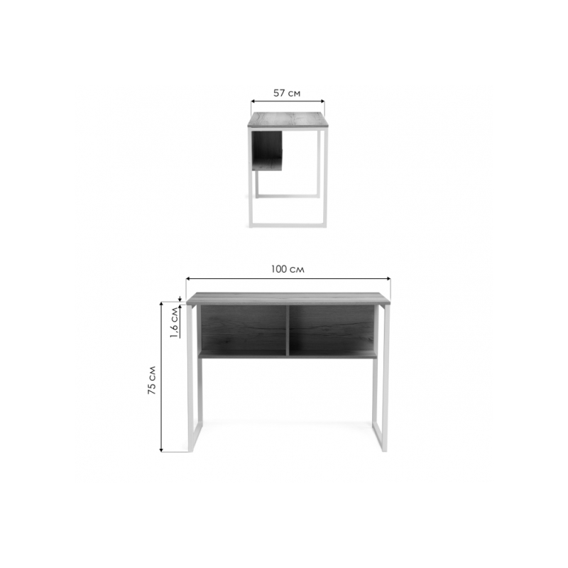 Письменный стол Клер Лофт 100х57х75 дуб вотан / матовый черный