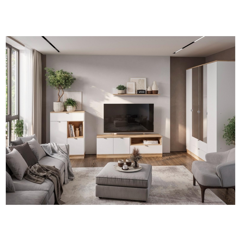 ТВ-тумба Джидда белый / дуб делано