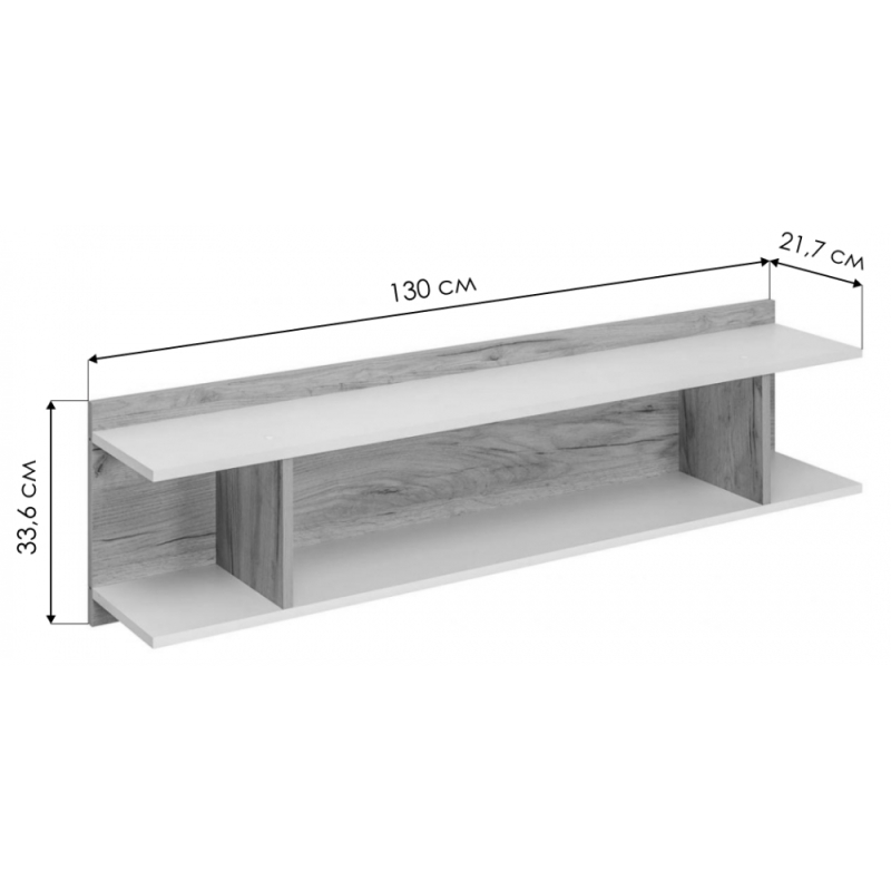 Полка Альба дуб золотой craft / белый премиум