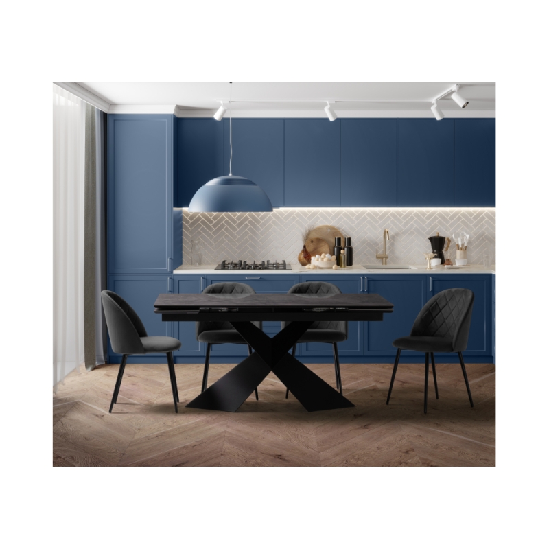 Стул на металлокаркасе Зест микровелюр серый / черный глянец