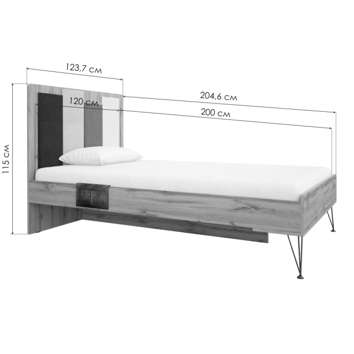 Полутораспальная кровать Нобира 120х200 дуб ирландский
