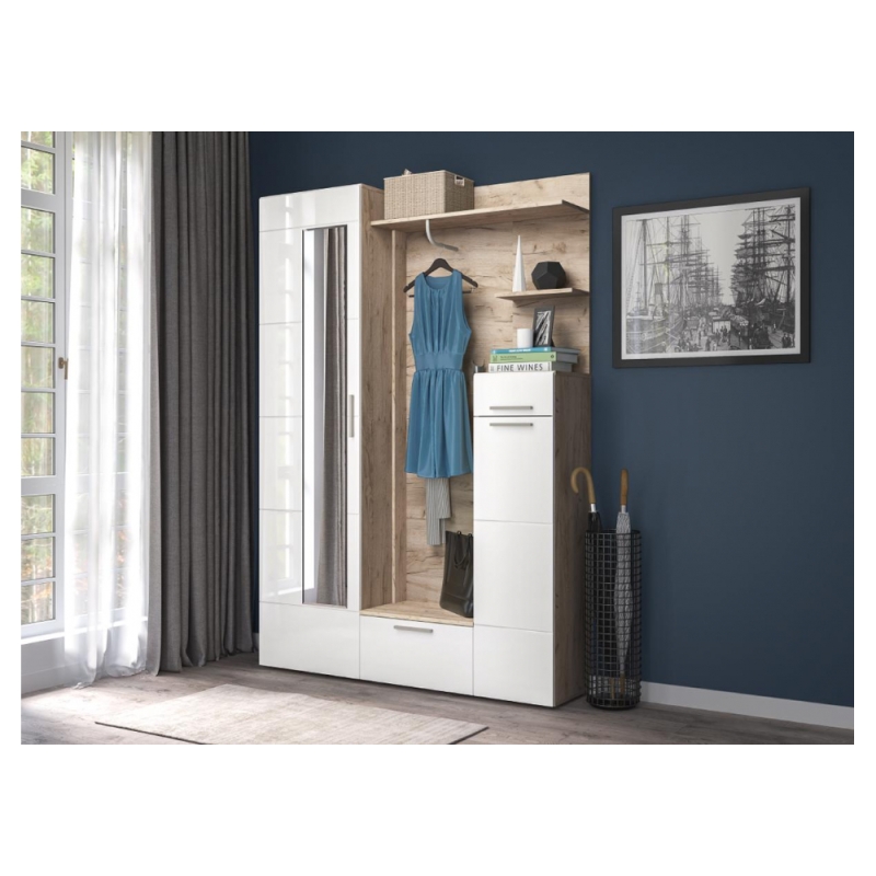 Готовая прихожая Лайн 10.16 дуб серый craft K 002 PW / белый глянец пвх