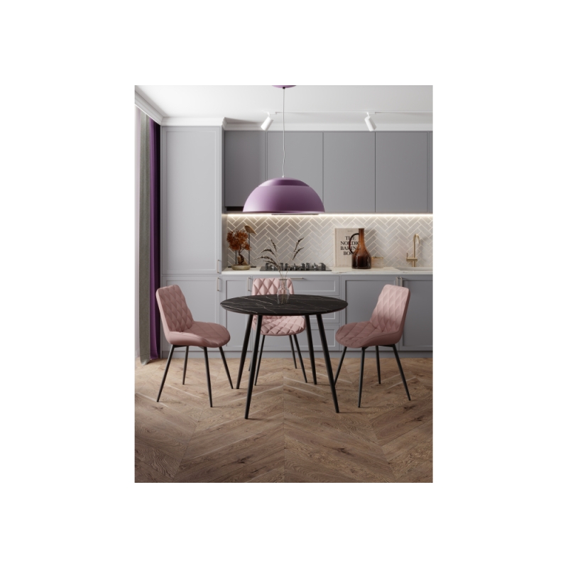 Деревянный стол Абилин 100х76 мрамор черный / черный матовый