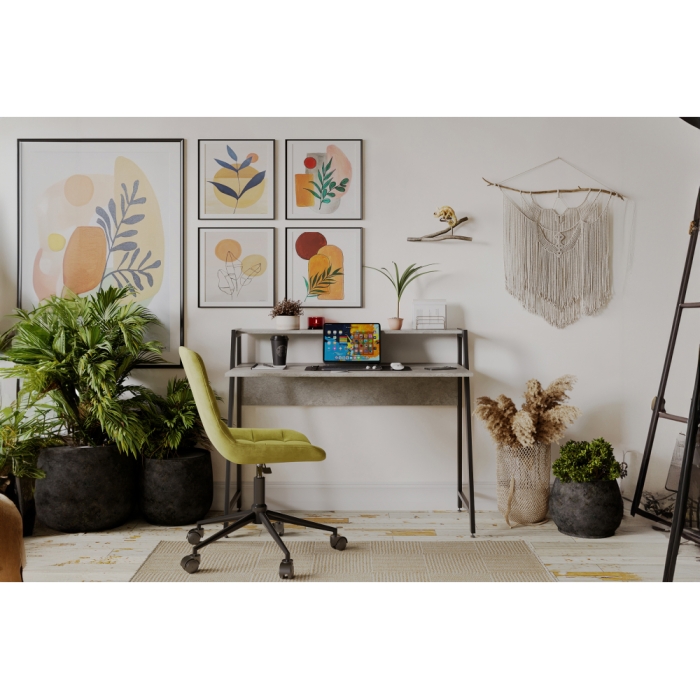 Письменный стол Аларо 115х60х93 бетон / черный матовый