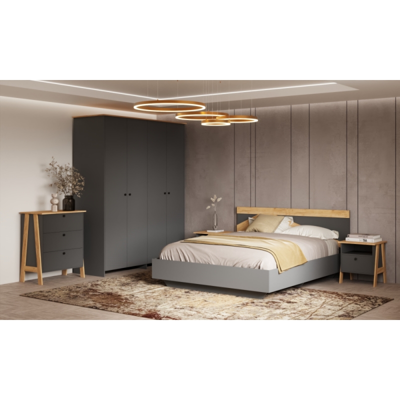 Прикроватная тумба Теодора графит / крафт золотой