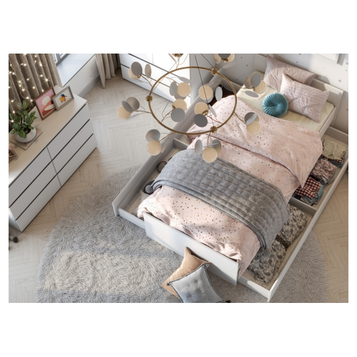 Комод Валенсия белый текстурный широкий