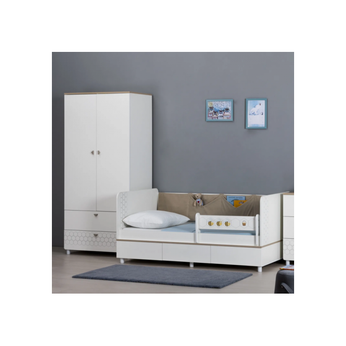 Шкаф Эльга белый шагрень / дуб белый exclusive