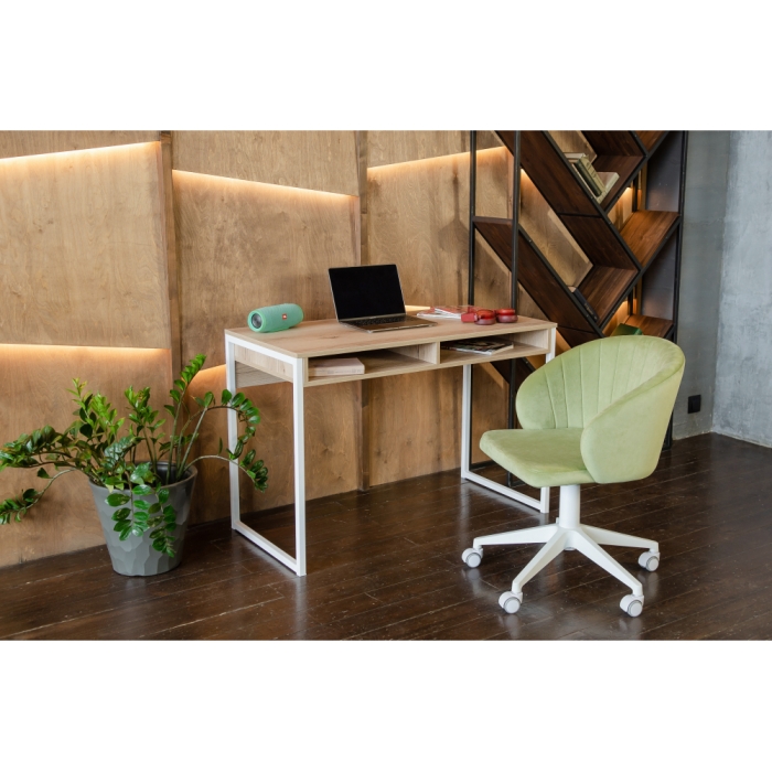 Письменный стол Леон Лофт 110х55х75 дуб делано светлый / матовый белый