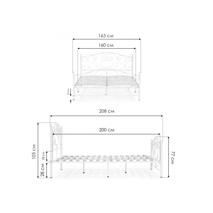 Двуспальная кровать Викси 160х200 черная