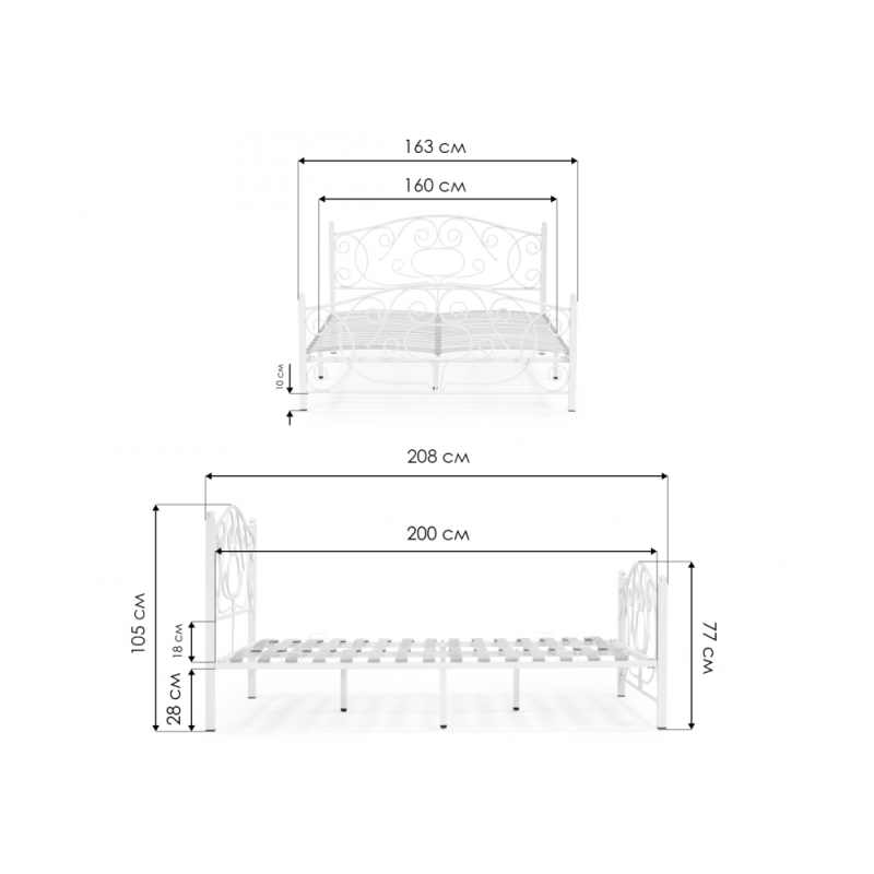 Двуспальная кровать Викси 160х200 черная