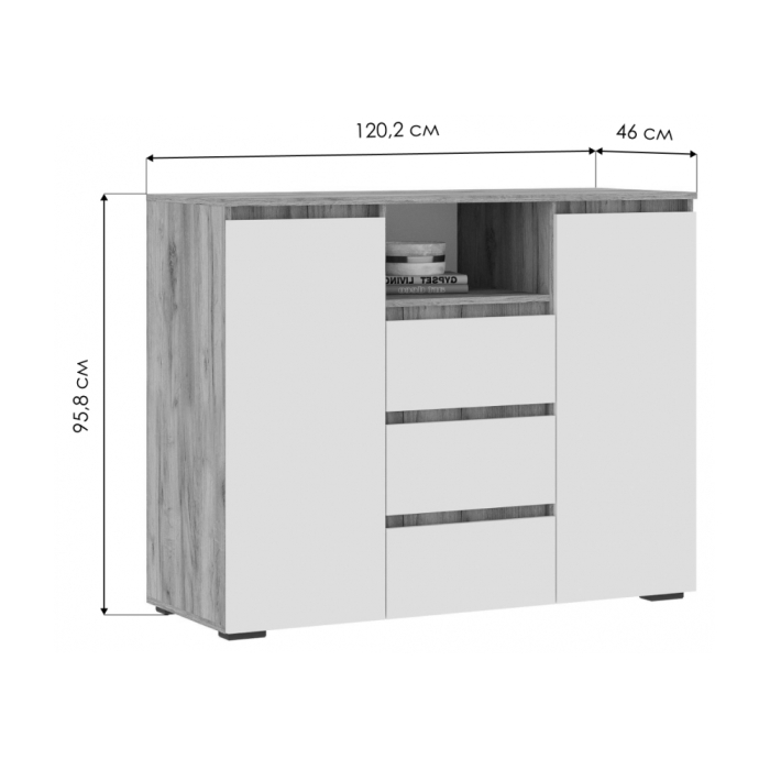 Комод Элла КМ 01 белый / белый