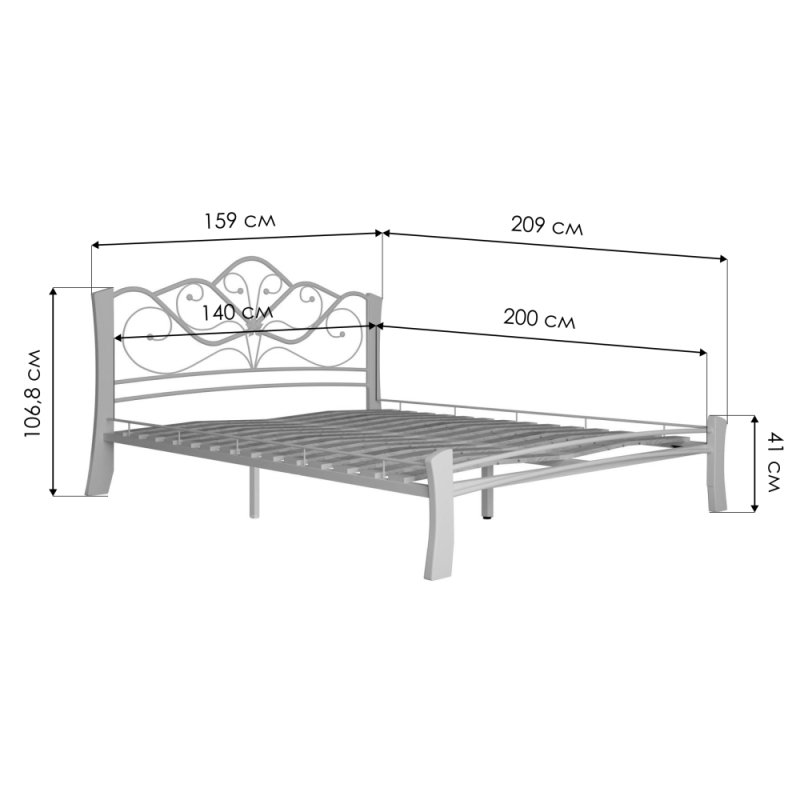 Полутораспальная кровать Виктори 4 140х200 белая