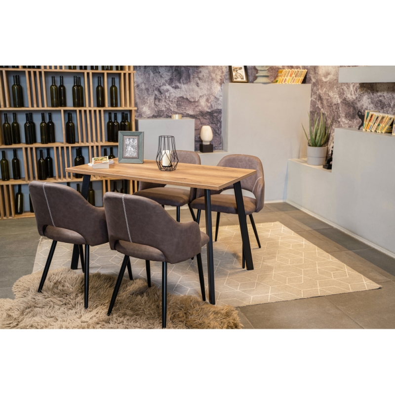 Стол Тринити Лофт 120x80x75 25 мм дуб вотан / черный матовый