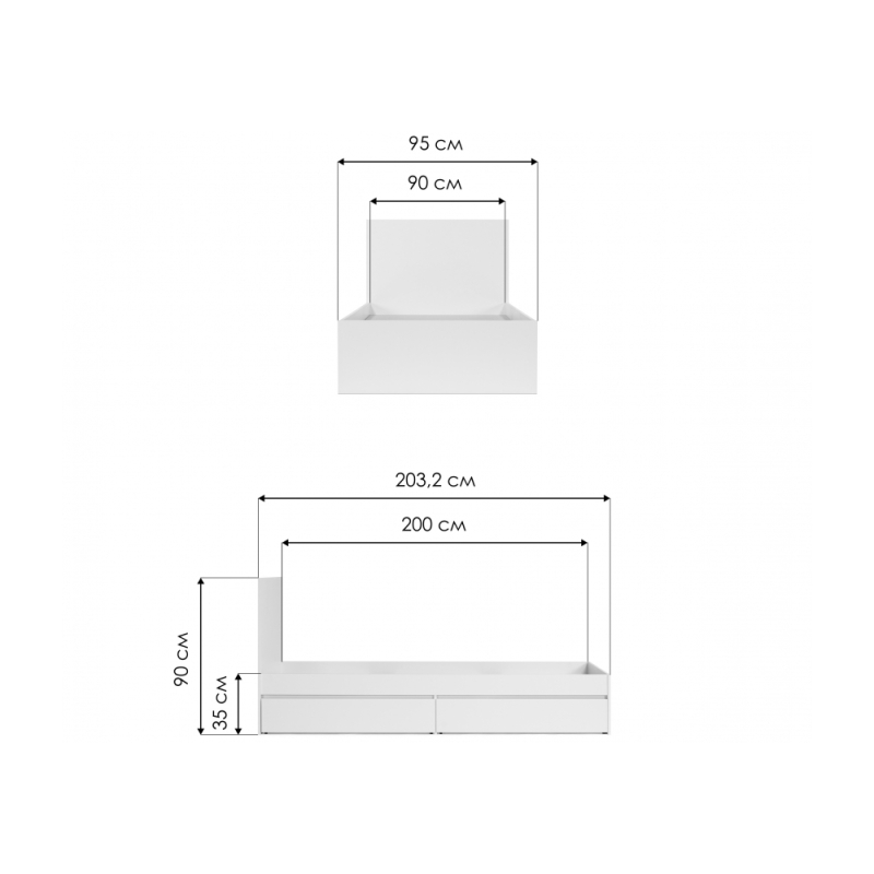 Односпальная кровать Мадера 90х200 белый