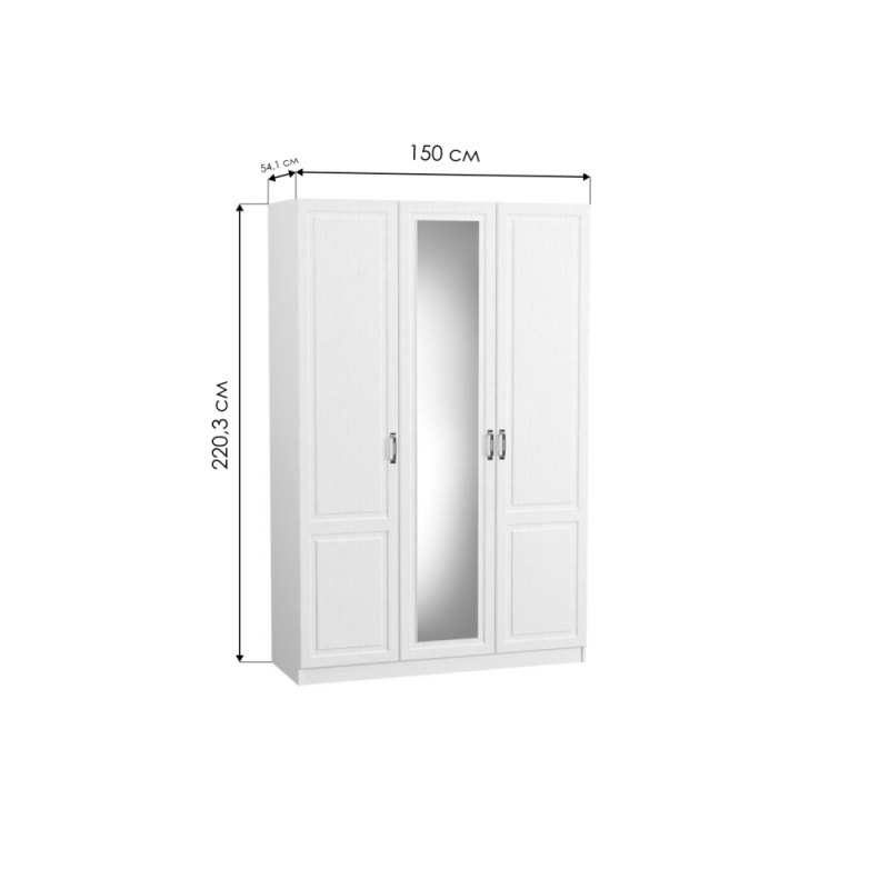 Шкаф Ливерпуль с зеркалом белый / ясень ваниль