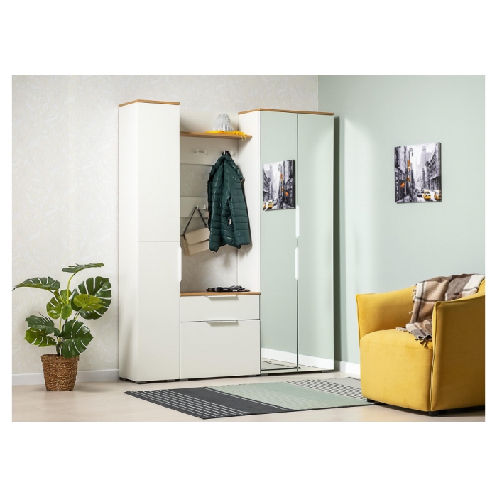 Шкаф Октава 13.228 белый PE шагрень / дуб золотой craft