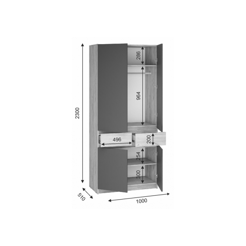 Шкаф Молд 1000 дуб крафт золотой / глянец белый