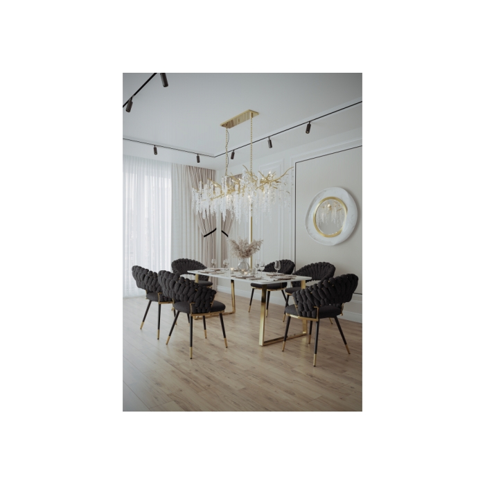 Керамический стол Селена 2 180х90х77 белый мрамор / золото