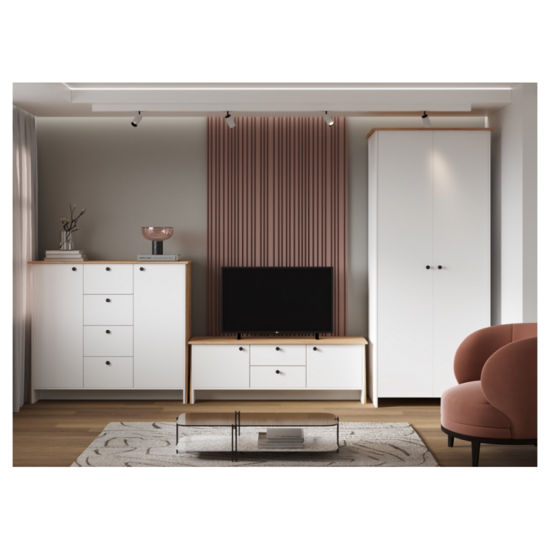 Шкаф Теодора 2Д белый / крафт золотой