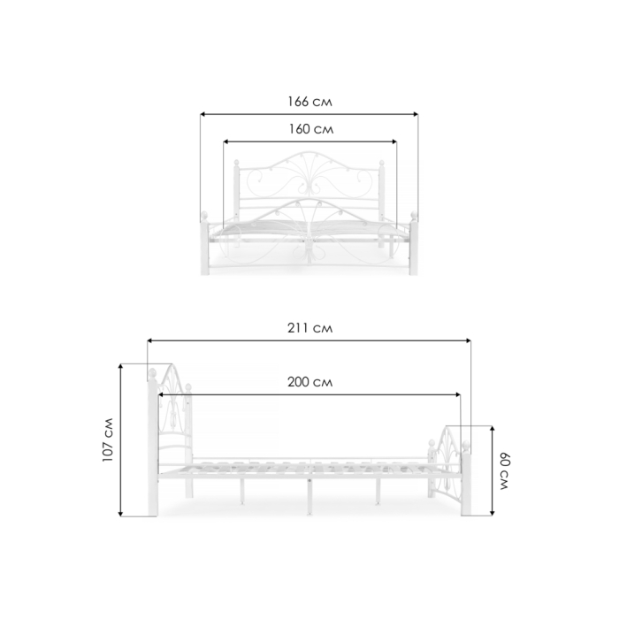 Двуспальная кровать Мэри 2 160х200 белая