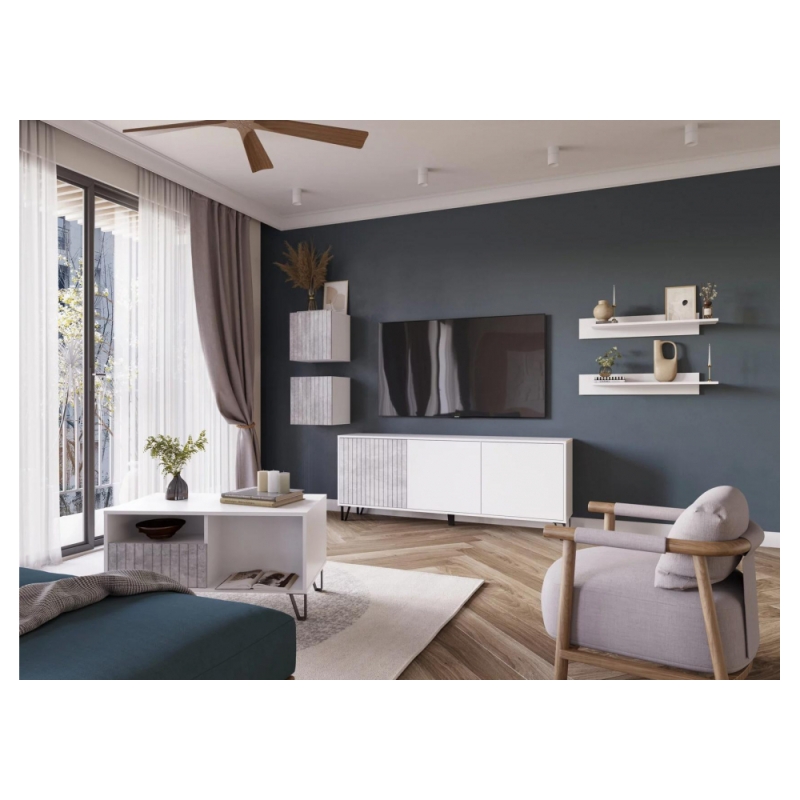 ТВ-тумба Эннис белый / бетон светлый