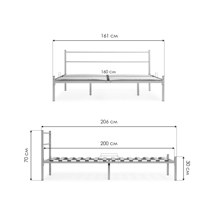 Двуспальная кровать Фади 160х200 серая