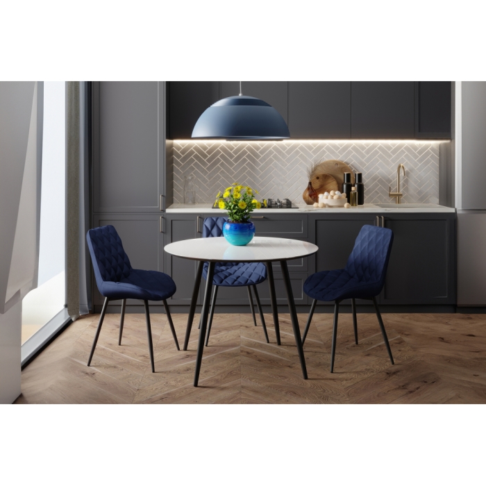 Стеклянный стол Абилин 100х76 ультра белый / черный / черный матовый