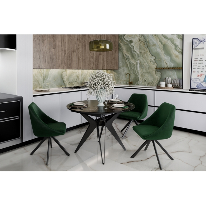 Стул на металлокаркасе Окленд крутящийся темно-зеленый / черный