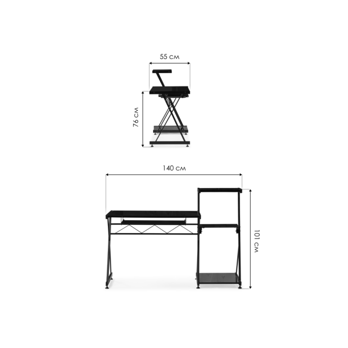 Компьютерный стол Kros 140х55х101 black